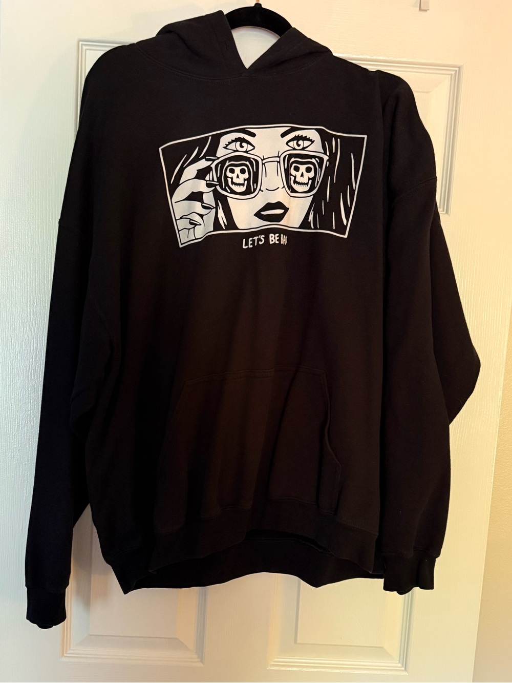 Women's Black Graphic Crew Hoodie - Let's Be Bad